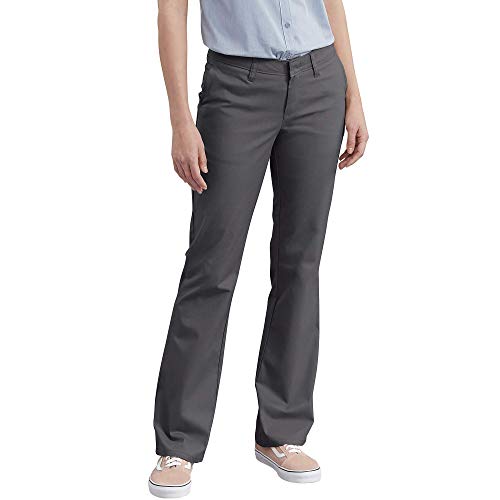 Dickies Damen Hose aus Stretch-Twill mit Flacher Vorderseite, Schmale Passform, Bootcut Khakis, anthrazit, 44 Regulär von Dickies