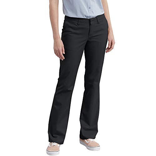 Dickies Damen Flat Front Stretch Twill Pant Slim Fit Bootcut Khakis, schwarz, 38 von Dickies