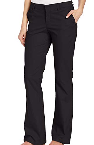Dickies Damen Flache Vorderseite, Stretch-Twill-Hose, Schmale Passform, Bootcut Khakis, schwarz, 40 Kurz von Dickies
