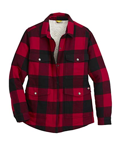 Dickies Damen Hausmantel aus Flanell mit Sherpa-Futter Work Utility Oberbekleidung, Englisch Rot Schwarz Buffalo Plaid V1, XXL von Dickies