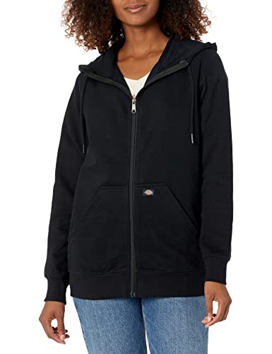 Dickies Damen Schwerer Fleece-Hoodie Kapuze mit durchgehendem Reißverschluss, Schwarz gestrickt, S von Dickies