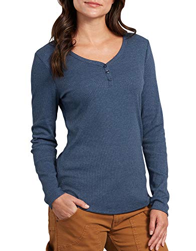 Dickies Damen Long-Sleeve 3-Button Shirt Henley-Hemd, Dunkles Jeansblau, Klein von Dickies