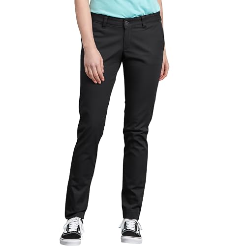Dickies Damen Mittelhohe Skinny-Stretch-Twill-Hose Khakihose, Schwarz abgespült, 36 von Dickies