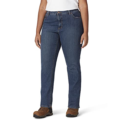 Dickies Damen Plus Perfect Shape Straight Stretch Denim Jeans, Stonewashed, Indigoblau, 52 von Dickies