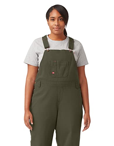 Dickies Damen Plus Relaxed Fit Straight Leg Bib Overalls Latz-Shortalls, Ausgewaschenes Moosgrün, 22 von Dickies