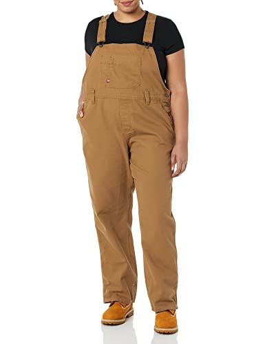 Dickies Damen Plus Relaxed Fit Straight Leg Bib Overalls Latz-Shortalls, Braune Ente, 24 von Dickies