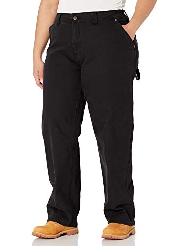 Dickies Damen Plus Size Relaxed Straight Carpenter Duck Pant Arbeitshose, Schwarz abgespült, 48 von Dickies