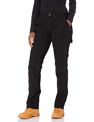 Dickies Damen Relaxed Straight Carpenter Duck Pant Arbeitshose, Schwarz abgespült, 34 von Dickies