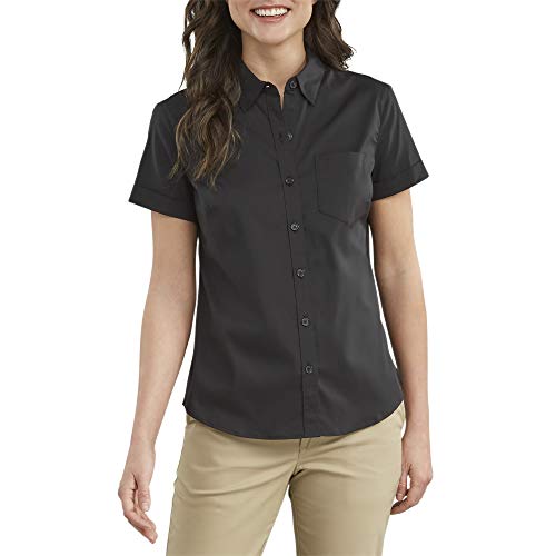 Dickies Damen Stretch Poplin Up Short Sleeve Shirt Button-Down-Arbeitshemd, schwarz, Einheitsgröße von Dickies