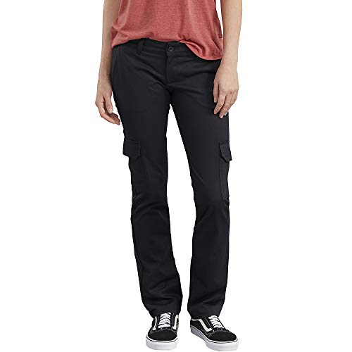 Dickies Damen Stretch Twill Straight Leg Cargo Pant Arbeitshose, Schwarz abgespült, 36 von Dickies