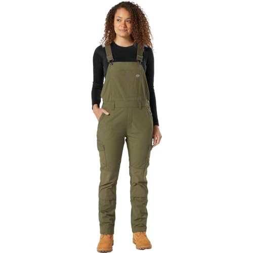 Dickies - Overalls for Women, Rinsed Utility Bib Overalls, Boyfriend Fit, Rinsed Military Green, L von Dickies