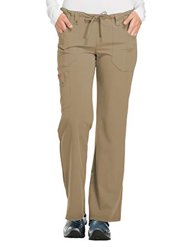 Dickies Damen Xtreme Stretch Fit Flare Bein Hose Beinhose mit Tunnelzug Schlauch mit Kordelzug Medizinische Schlupfhose, Dunkles Khaki, XX-Small Zierlich von Dickies