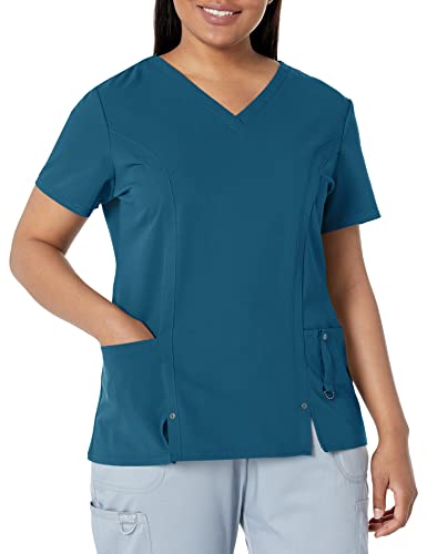 Dickies Damen Xtreme Stretch Scrubs Shirt mit V-Ausschnitt Medizinisches Schlupfhemd, Rot/Ausflug, einfarbig (Getaway Solids), Mittel von Dickies