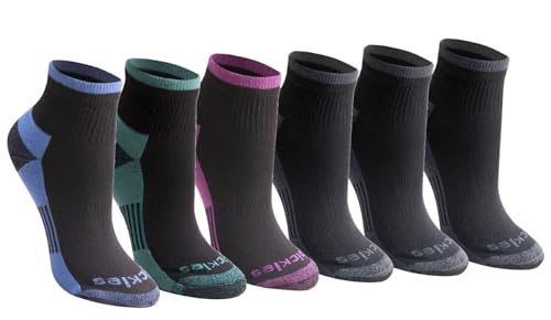 Dickies Damen Dri-tech Feuchtigkeitsableitende Viertelsocken (6/12 (Größe M-L) Socken, Schwarz, Sortiert (6 Paar), Medium (6er Pack) von Dickies