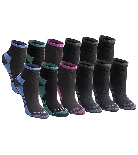Dickies Dritech Quarter Socken für Damen, 6er-Pack, Schwarz sortiert (12 Paar), Medium von Dickies