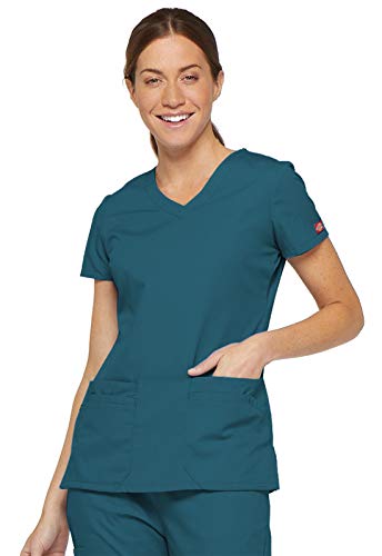 Dickies EDS Signature Damen Schlupfkasack V-Ausschnitt 85906, Blau (Caribbean Blue), Mittel von Dickies