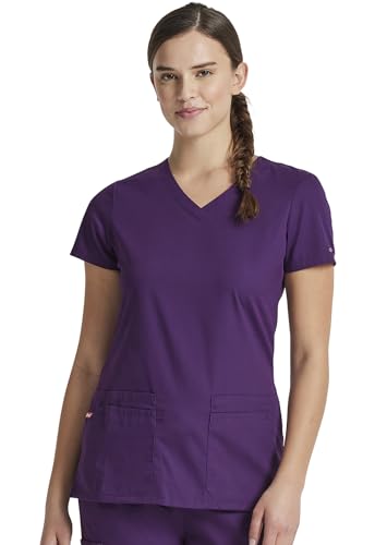 Dickies EDS Signature Scrubs für Damen, Moderne Passform, V-Ausschnitt, Damen-Top aus weichem, gebürstetem Popeline 85906, auberginefarben, Groß von Dickies