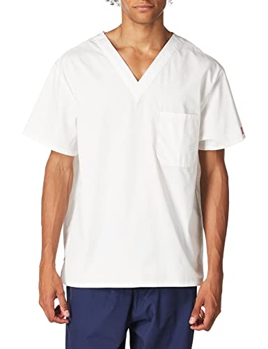 Dickies Herren Signature V-Ausschnitt Scrubs Shirt, Weiß, Groß von Dickies