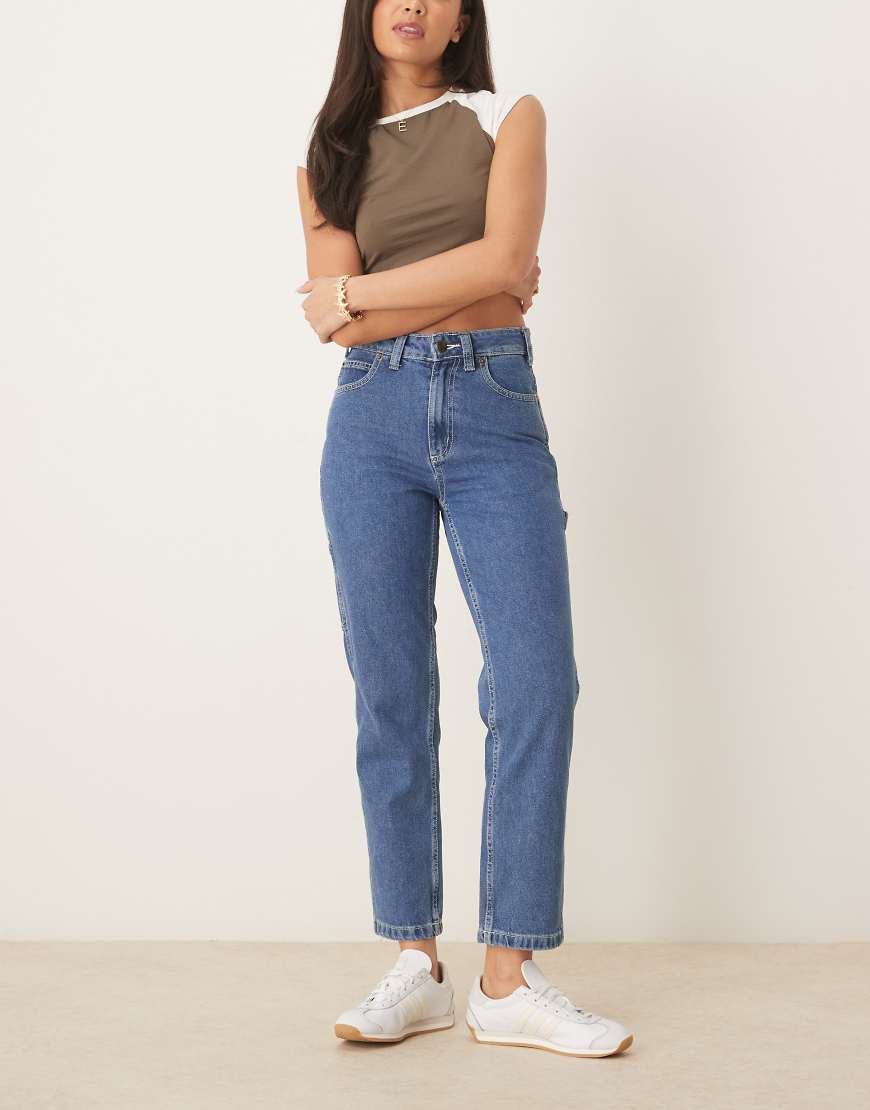 Dickies - Ellendale - Gerade geschnittene Mom-Jeans aus Denim in klassischem Blau mit mittelhohem Bund von Dickies