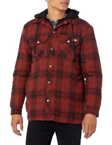 Dickies, Herren, Flanell-Kapuzenshirt-Jacke, legere Passform, BRICK PLAID OMBRE PLAID, L von Dickies