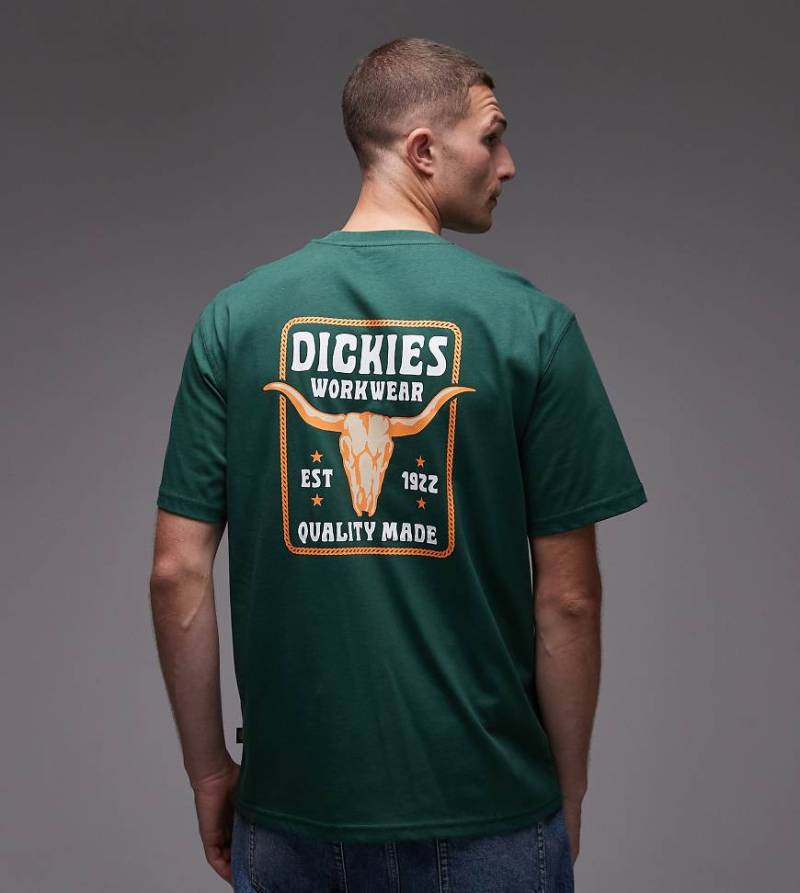 Dickies - Fort Peck - T-Shirt in Dunkelgrün mit Western-Rückenprint - Exklusiv bei ASOS von Dickies