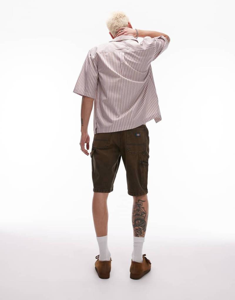 Dickies - Garyville - Jeans-Shorts in normaler Passform in Indigoblau mit Carpenter-Design und brauner Tönung von Dickies