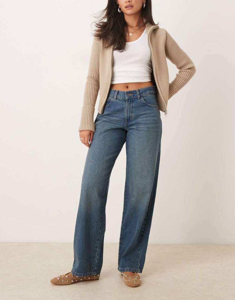 Dickies - Herndon - Loose-Fit-Jeans aus Denim in Khaki-Blau mit mittelhohem Bund und weitem Bein-Grün von Dickies