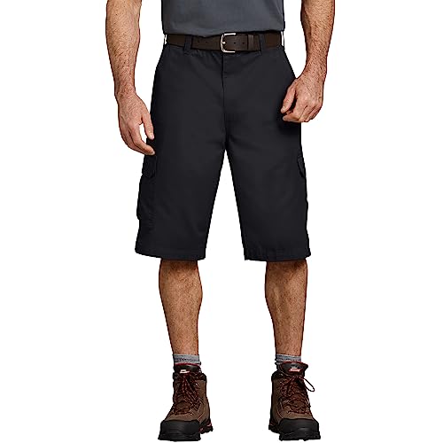 Dickies Herren Cargo-Shorts, lockere Passform, Baumwolle, 33 cm Sportshorts, Schwarz abgespült, 46 von Dickies