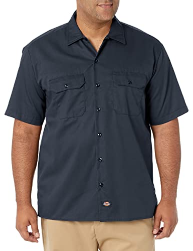 Dickies Herren Kurzärmliges Arbeitshemd, groß und hoch Button-Down-Shirt, Dunkles Marineblau, XX-Large von Dickies