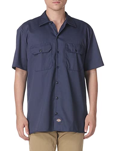 Dickies Herren Kurzärmliges Arbeitshemd, groß und hoch Button-Down-Shirt, Navy, XX-Large von Dickies