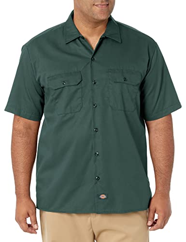 Dickies Herren Kurzärmeliges Button-Down-Arbeitshemd, Hunter Green V1, XL von Dickies