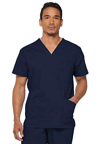 Dickies Herren Big & Tall V-Neck Scrub Double Chest Pocket Top Medizinisches Schlupfhemd, Marineblau, 4X-Large Groß von Dickies