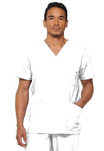 Dickies Herren Big & Tall V-Neck Scrub Double Chest Pocket Top Medizinisches Schlupfhemd, Weiss/opulenter Garten, 3X-Large Groß von Dickies