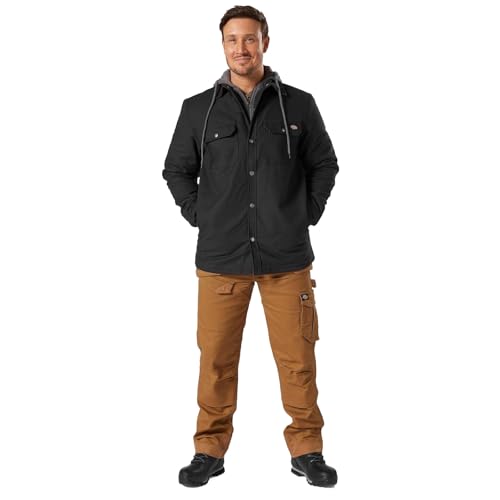 Dickies, Herren, Hemdjacke mit Fleecekapuze, legere Passform, Schwarz, XL von Dickies