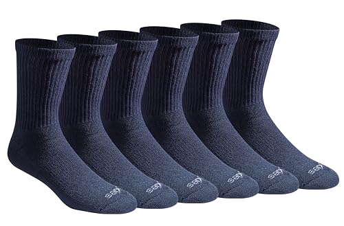 Dickies Herren Dri-tech Feuchtigkeitsregulierende Mid-Crew, Bequeme Länge, Erhältlich in M-XL (6, 12 Socken, Komfortlänge, Marineblau (6 Paar), Medium (6er Pack) von Dickies