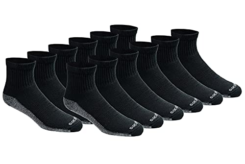 Dickies Herren Dri-tech Moisture Control Quarter, Erhältlich in M-XXL (6, 18 Socken, Schwarz (12 Paar), Medium (12er Pack) von Dickies