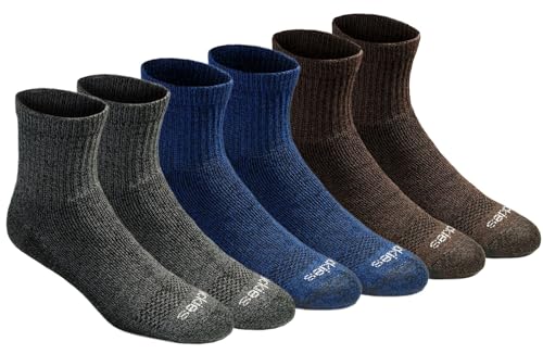 Dickies Herren Dri-tech Moisture Control Quarter Multipack Socken, Grau/Blau/Braun (6 Paar), M (12er Pack) von Dickies