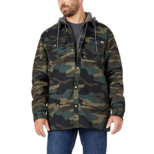 Dickies Herren Fleece Hooded Duck Shirt Jacket With Hydroshield Arbeitsoberbekleidung, Hunter Green Camo, M EU von Dickies