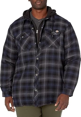 Dickies Herren Fleece Hooded Flannel Shirt Jack Relaxed Hemd, Dunkles Marineblau, XXL von Dickies