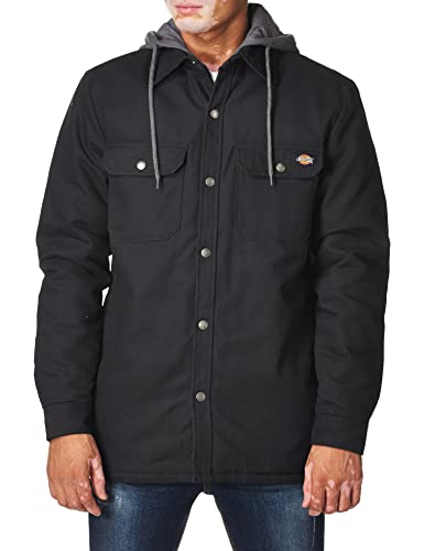 Dickies Herren Fleece Hooded Duck Shirt Jacket with Hydroshield Arbeits-Utility-Oberbekleidung, Schwarz, 2X von Dickies