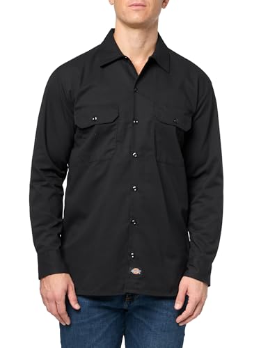 Dickies Herren Flex Relaxed Fit Langarm Arbeitshemd, Schwarz, XX-Large von Dickies