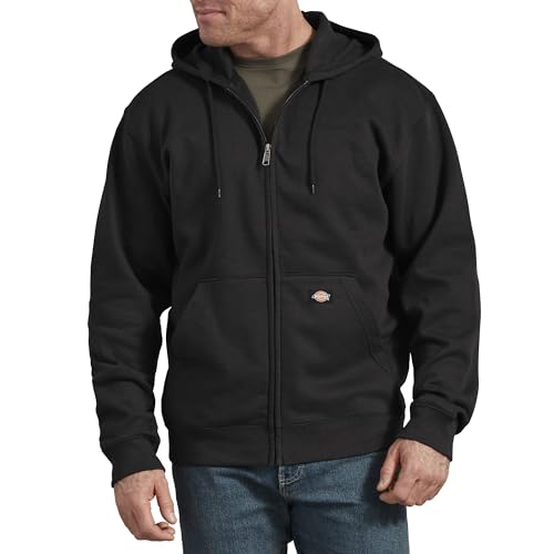 Dickies - Hoodie for Men, Full Zipper Fleece Hooded Sweatshirt, Hidden Cellphone Pocket, Black, XL von Dickies