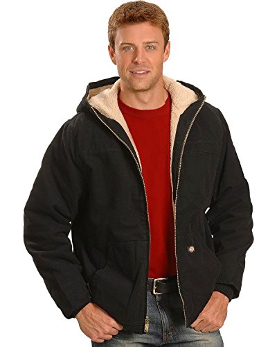 Dickies - Outerwear for Men, Sherpa Lined Duck Jacket, Three-Piece Hood, Rinsed Black, XL von Dickies