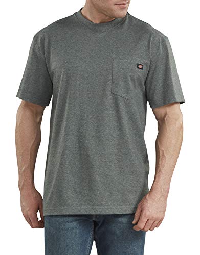 Dickies Herren Kurzärmeliges T-Shirt mit Rundhalsausschnitt, mit Taschen Henley-Hemd, Hunter Green Heather, X-Groß von Dickies