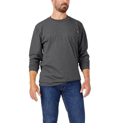 Dickies Herren Long Sleeve Heavyweight Crew Neck Arbeits-T-Shirt, Burgunderrot, einfarbig meliert, L von Dickies