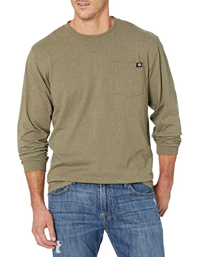 Dickies Herren Langärmelig, Rundhalsausschnitt Arbeits-T-Shirt, Military Green Single Dye Heather, XX-Large von Dickies