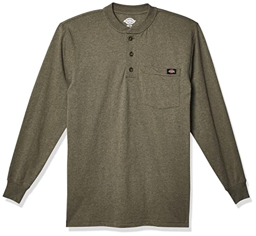 Dickies Herren Langärmeliges, schweres Henley-Hemd, Militär Grün Single Dye Heather, XXL von Dickies