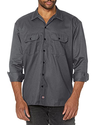 Dickies Herren Langärmliges Arbeitshemd Hemd mit Button-Down-Kragen, Grau (Charcoal Grey Ch), 4X-Groß von Dickies