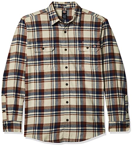 Dickies Men's Dickies Men's Long Sleeve Flex Flannel Work Utility Button Down Shirt, Pelican/Ink Navy Plaid, S UK von Dickies