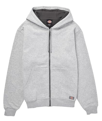 Dickies Herren Mens Full Zip Thermal Lined Fleece Hoodie Kapuzenpullover mit durchgehendem Reißverschluss, Thermofutter, Meliert, grau, Small von Dickies